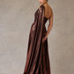 Vestido Metalizado de un Hombro Color Bronze