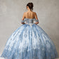 Vestido de Fiesta de Tul  Bordado con Encaje, Cristales y Lentejuelas, con Hombros Descubiertos, Color  Ice Blue