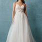 Vestido de Novia Corte en A de Tul con Encaje Bordado, Escote de Corazón y Tirantes, Color Off White