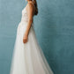 Vestido de Novia Corte en A de Tul con Encaje Bordado, Escote de Corazón y Tirantes, Color Off White