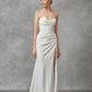 Vestido de Novia de Satén Elástico con Escote de Corazón, Color Off White