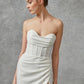 Vestido de Novia de Satén Elástico con Escote de Corazón, Color Off White