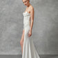 Vestido de Novia de Satén Elástico con Escote de Corazón, Color Off White