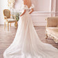 Vestido de Novia Willow Cello en V y Espalda Abierta Curvy, Color Off White Nude