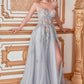 Vestido con Escote Corazón Aplicaciones y Encaje Floral, sin mangas brillante.