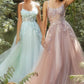 Vestido Linea A con Tirantes y Bordado de Flores