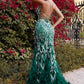 Vestido Corte Sirena de Plumas Decorados. (Varios Colores)