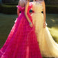 Vestido de Tul con Volantes y Detalles de Plumas. (Tres Colores)