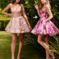 Vestido Corto Estampado Floral de Lentejuelas. (Varios Colores)