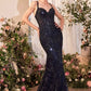Vestido de Noche Ajustado con Cuentas (Dos Colores)