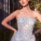 Vestido Brillante con Sobrefalda Sin Tirantes. (Dos Colores)
