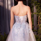 Vestido Brillante con Sobrefalda Sin Tirantes. (Dos Colores)