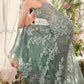Vestido Entallado Corte Sirena de Encaje Floral con Escote Pronunciado y Corpiño Transparente, Colore Dusty Blue y Sage