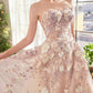 Vestido Corte A Con Aplicaciones Florales Color Mauve