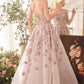 Vestido Con Corsé con Bordado Color Mauve.
