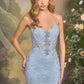 Vestido Entallado con Corpiño de Encaje Transparente con Motivo Floral y Abertura en la Pierna (Varios Colores)