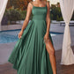 Vestido de Satín con Abertura. (Varios Colores)