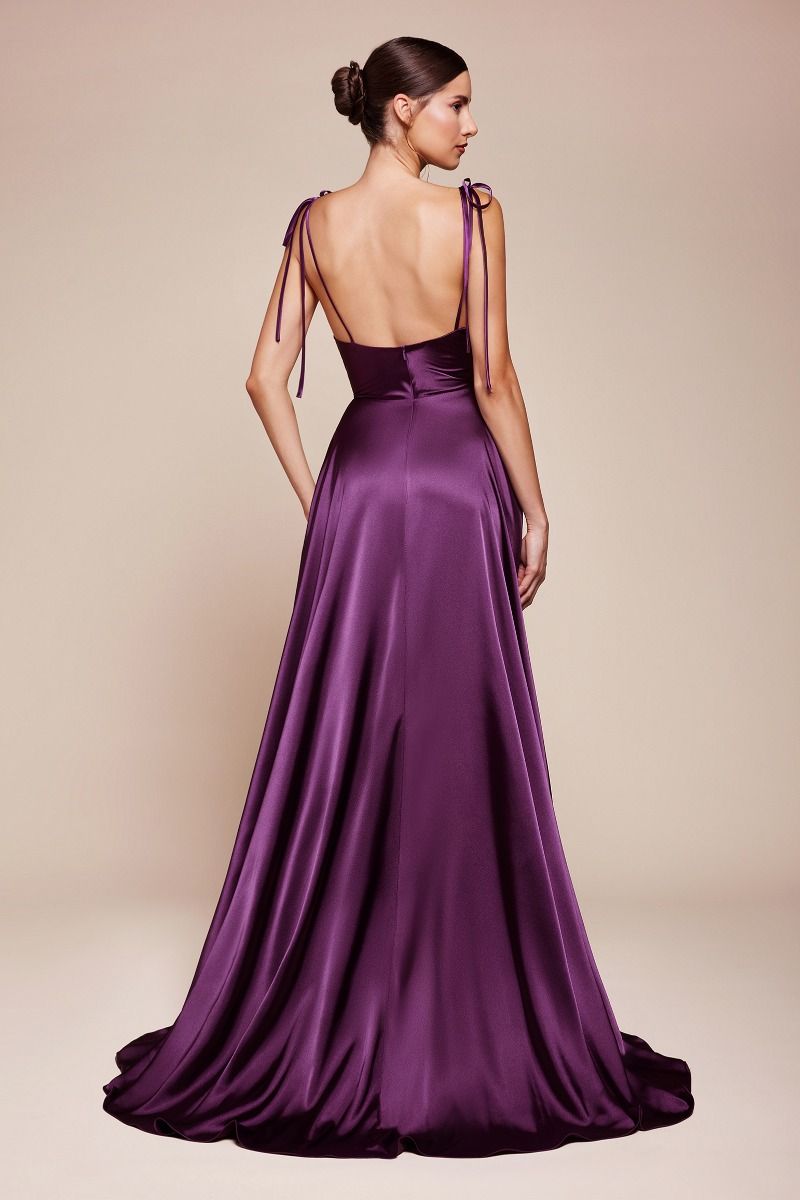 Vestido de Dama de Honor corte A con Tela Satinada y Lazos Ajustables (Varios Colores)