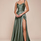 Vestido de Dama de Honor corte A con Tela Satinada y Lazos Ajustables (Varios Colores)