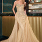 Vestido Sin Tirantes con Cristales y Sobrefalda (Varios Colores)