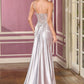Vestido con Escote Asimétrico, Adornos de Cristales y Cuentas, con un Tirante, Color Silver