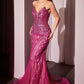 Vestido Corte Sirena Decorado sin Tirantes. (Varios Colores)