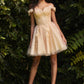 Vestido Corto al Hombro con Apliques de Encaje y Florales (Varios Colores)