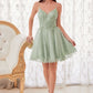 Vestido Corto Envasé de Encaje y Tul (Varios Colores)