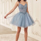 Vestido Corto de Tul en Línea A (Varios Colores)