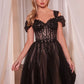 Vestido de Baile con Hombros Desconecrados Color Black Nude.