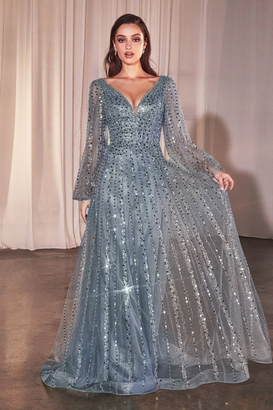 Vestido de Cuentas de Manga Larga. (Varios Colores)