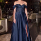 Vestido Línea A de Satén con Cuentas y Tirantes. (Varios Colores)