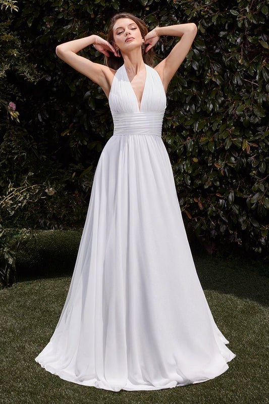 Vestido de Novia de Satén Con Escote Halter.