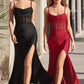 Vestido con Abertura en la Pierna Con Tipo Corse Con Piedras Brillantes (Varios Colores)