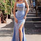 Vestido con Abertura en la Pierna Con Tipo Corse Con Piedras Brillantes (Varios Colores)