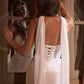 Vestido de Novia de Chifón  Drapeado Sin Tirantes Con Abertura Color Off White.