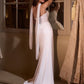 Vestido de Novia de Chifón  Drapeado Sin Tirantes Con Abertura Color Off White.