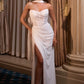 Vestido de Novia de Chifón  Drapeado Sin Tirantes Con Abertura Color Off White.