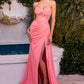Vestido Semi-Stretch Drapeado Sin Tirantes (Varios Colores)