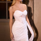 Vestido de Novia Semi-Stretch Drapeado Sin Tirantes color Off White