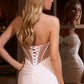 Vestido de Novia Semi-Stretch Drapeado Sin Tirantes color Off White
