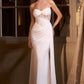 Vestido de Novia Semi-Stretch Drapeado Sin Tirantes color Off White