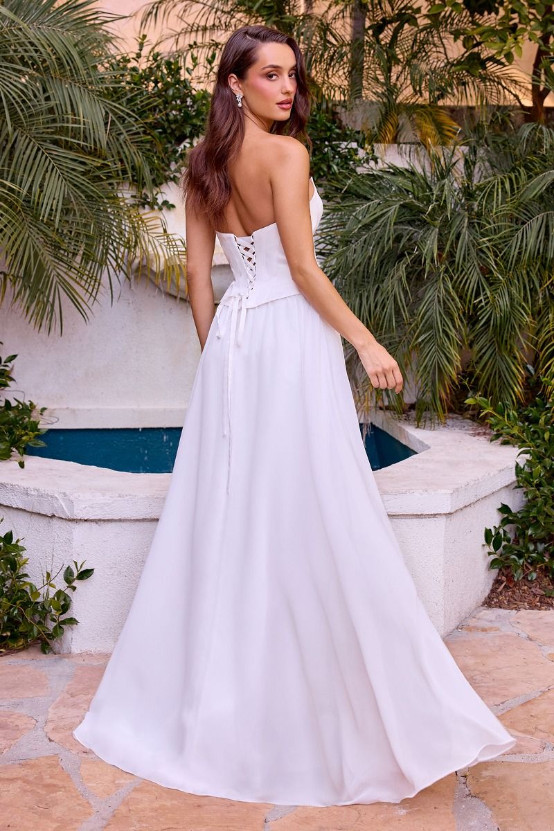 Vestido de Novia Corte en A con Escote Redondo, Color Off White