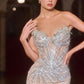 Vestido Estraple con Escote de Corazón con Aplicaciones en Lentejuelas, Color Silver Nude