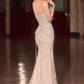 Vestido Estraple con Escote de Corazón con Aplicaciones en Lentejuelas, Color Silver Nude