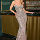 Vestido Ajustado con Corsé Transparente Adornado con Cristales (Varios Colores)