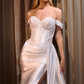 Vestido de Novia Equipado de Satén y Encaje Con Hombros Descubiertos Color Off White