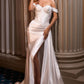 Vestido de Novia Equipado de Satén y Encaje Con Hombros Descubiertos Color Off White