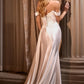 Vestido de Novia Equipado de Satén y Encaje Con Hombros Descubiertos Color Off White