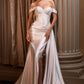 Vestido de Novia Equipado de Satén y Encaje Con Hombros Descubiertos Color Off White